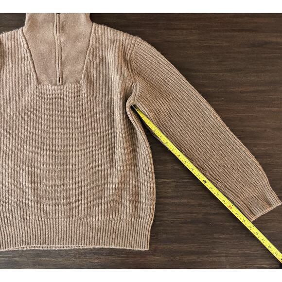Vince Cashmere Wool Half-Zip Funnel Neck Sweater Womens Large Tan Soft Cozy Knit - Picture 9 of 10